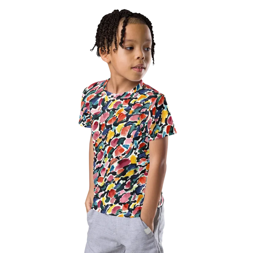 Painted Velocity on Kids Crew Neck T-Shirt — Left Front