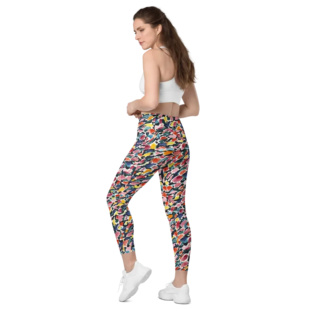 Painted Velocity on Leggings with Pockets — Left Back