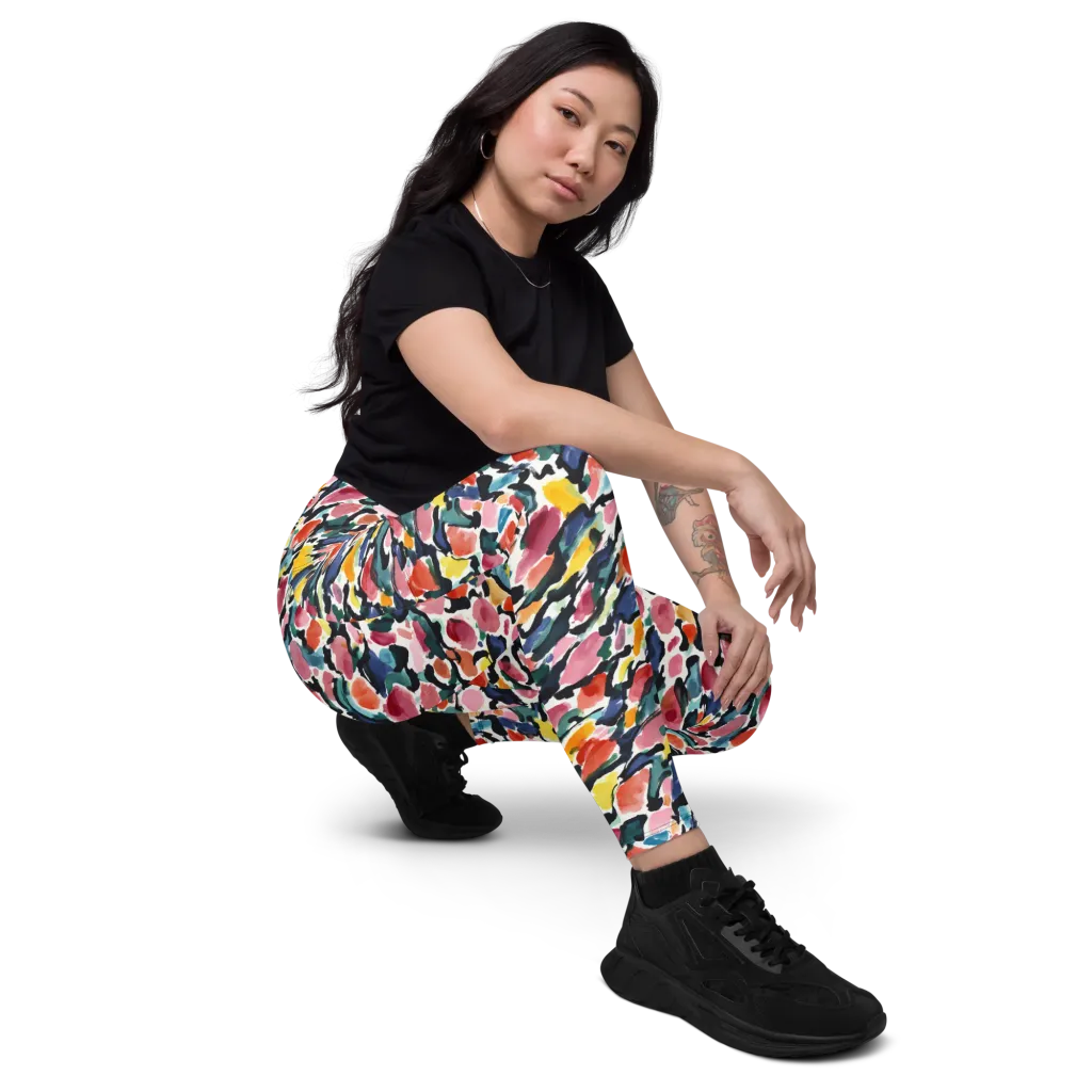 Painted Velocity on Leggings with Pockets — Right Front