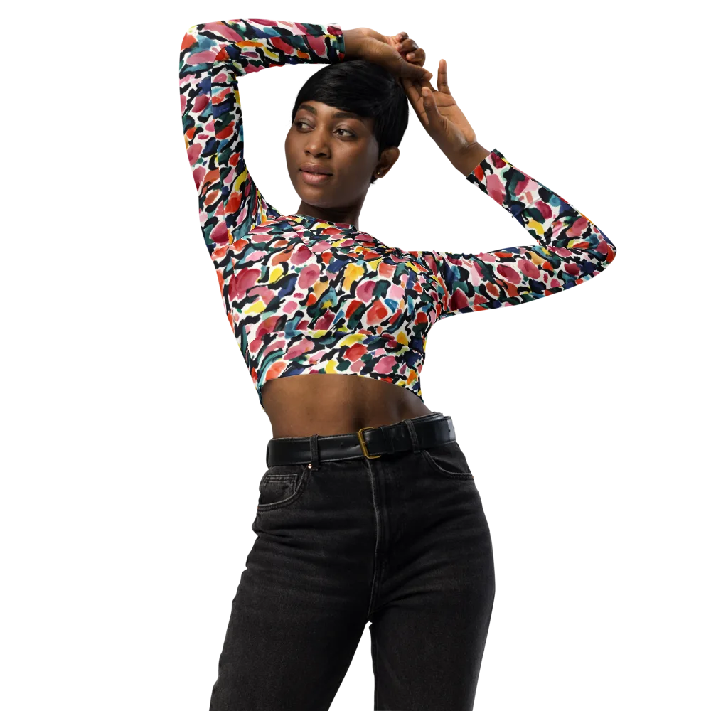 Painted Velocity on Long Sleeve Crop Top — Front