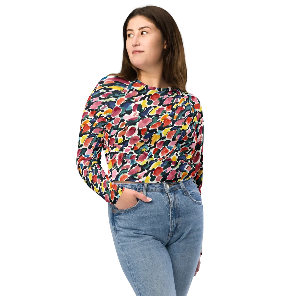 Painted Velocity on Long Sleeve Crop Top — Front