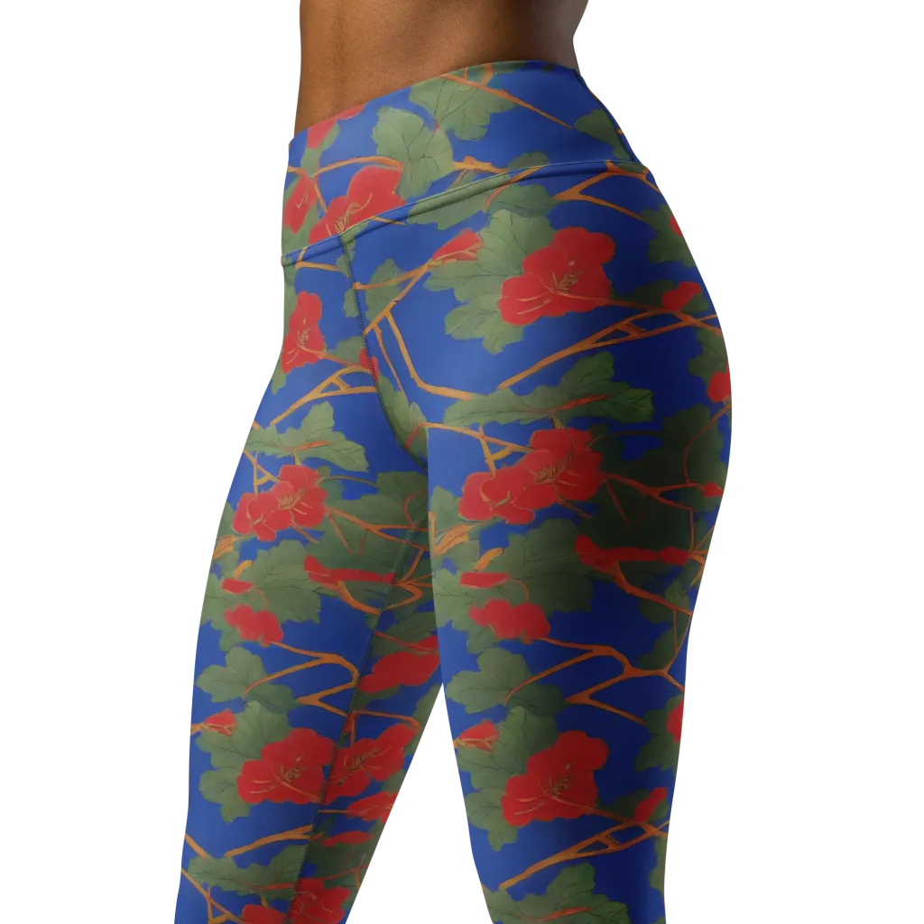 Scarlet Vine on Yoga Leggings — Left Front