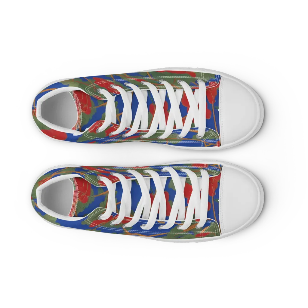 Scarlet Vine on Men's High Top Canvas Shoes — Front