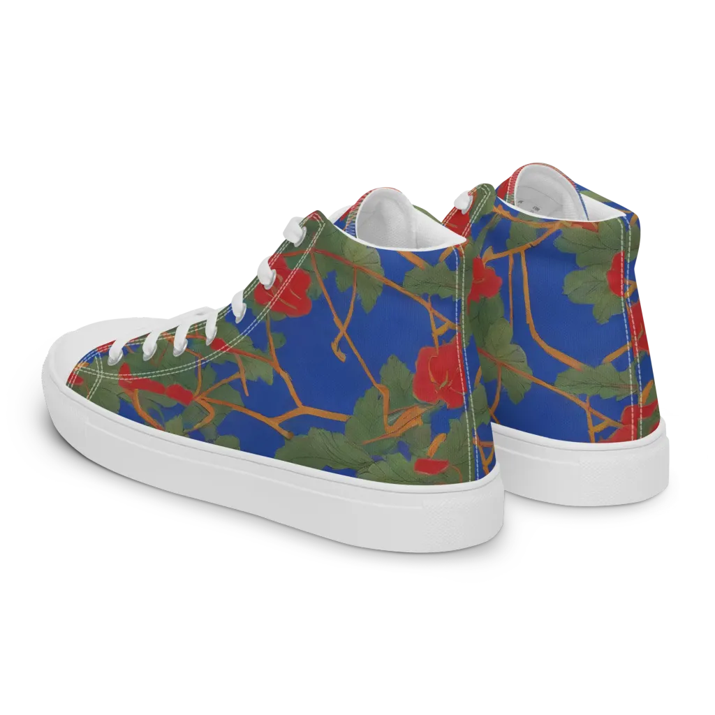 Scarlet Vine on Men's High Top Canvas Shoes — Left Back