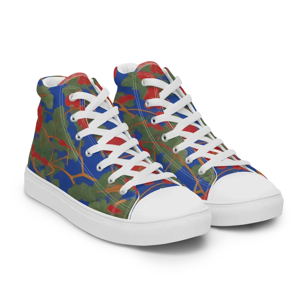 Scarlet Vine on Men's High Top Canvas Shoes — Right Front