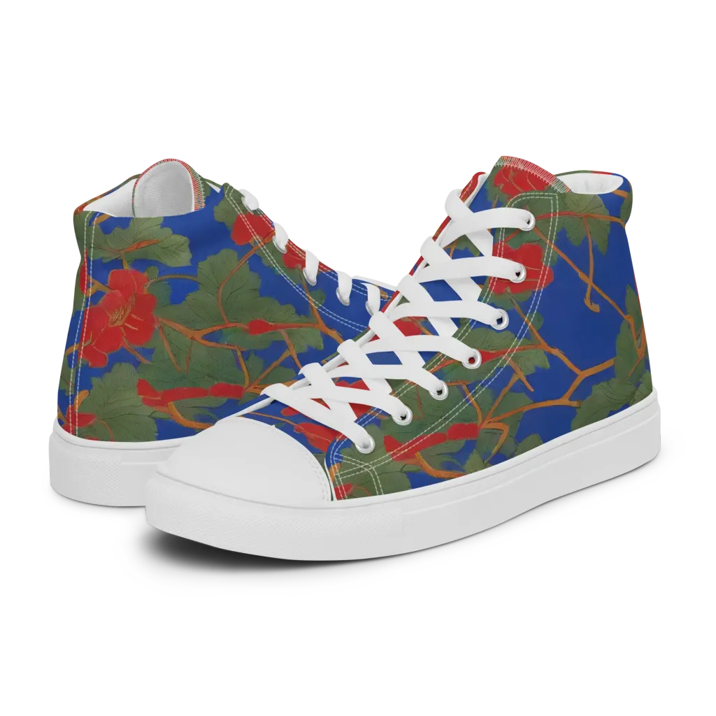Scarlet Vine on Men's High Top Canvas Shoes — Left