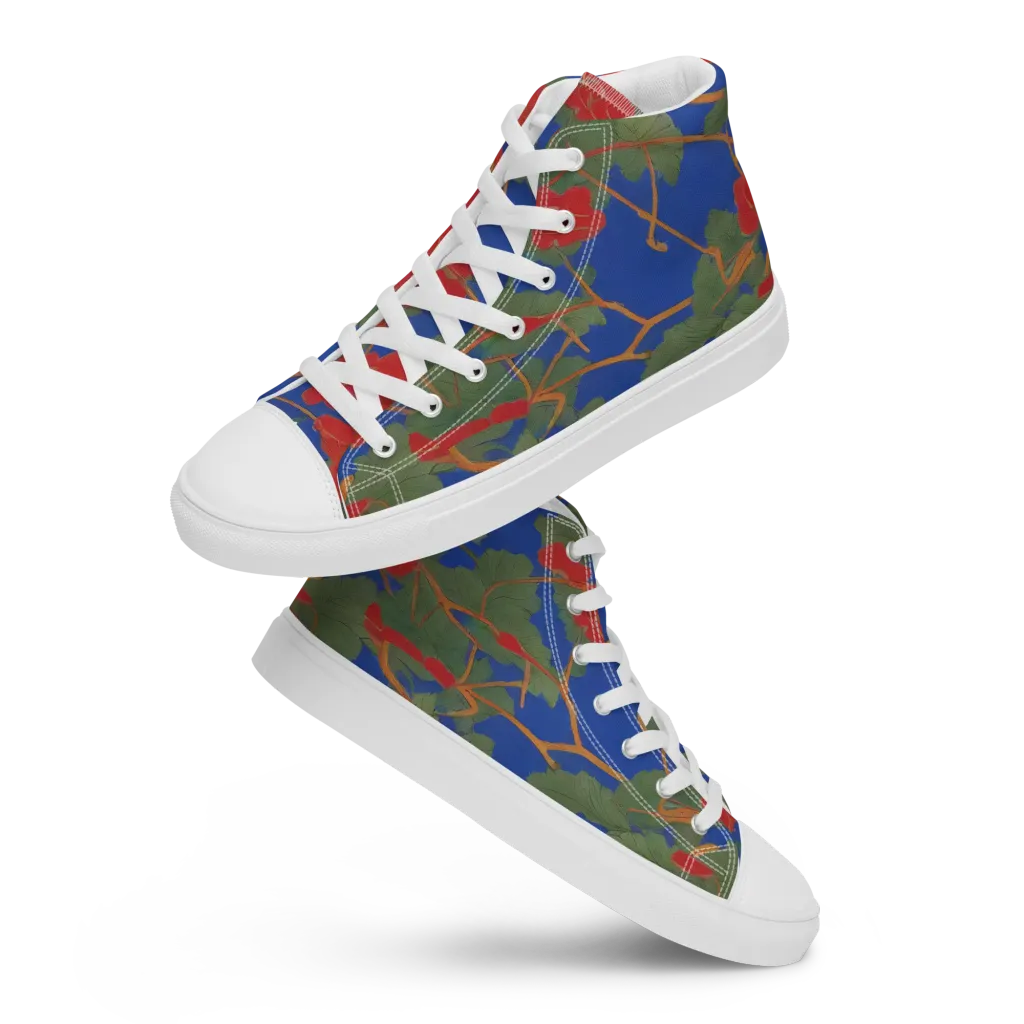 Scarlet Vine on Men's High Top Canvas Shoes — Front