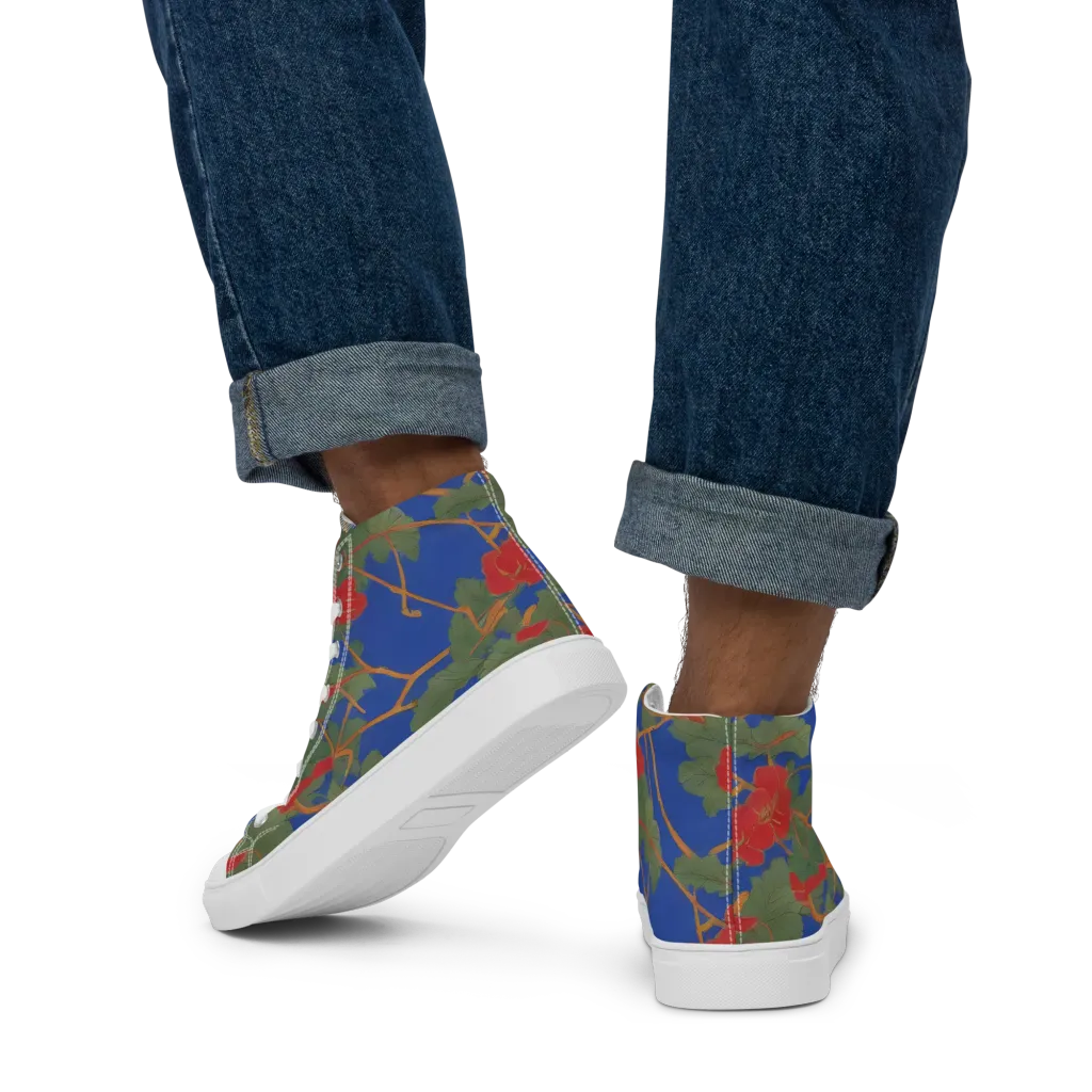 Scarlet Vine on Men's High Top Canvas Shoes — Back