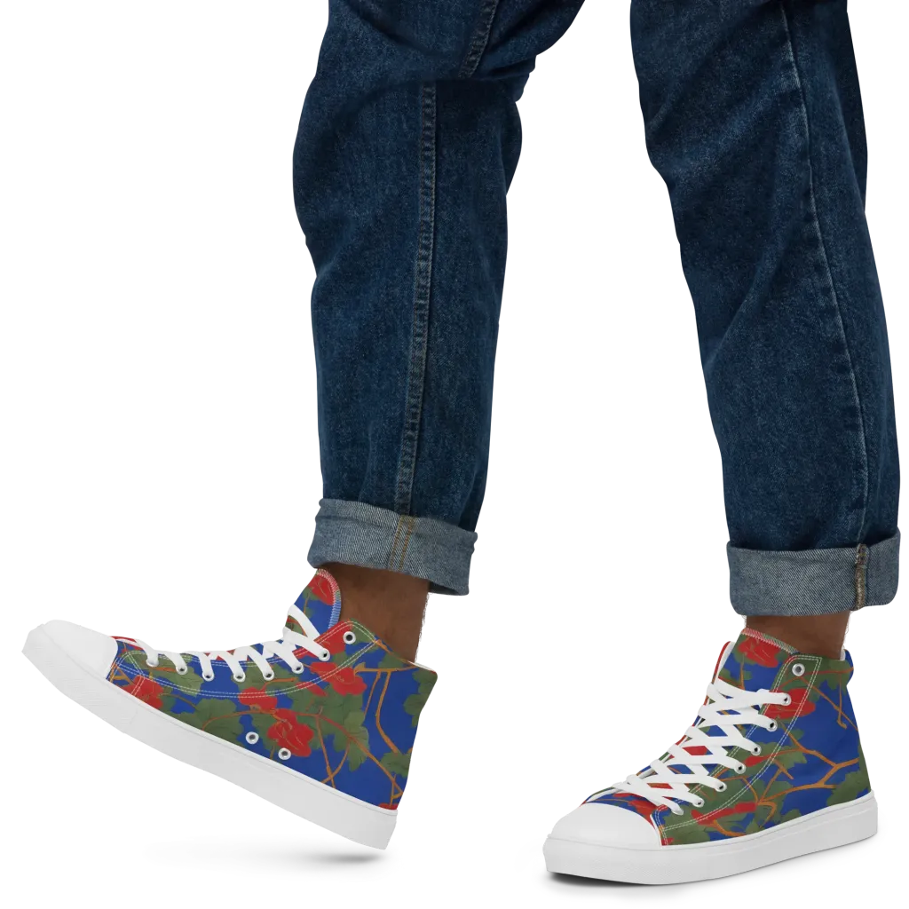 Scarlet Vine on Men's High Top Canvas Shoes — Left