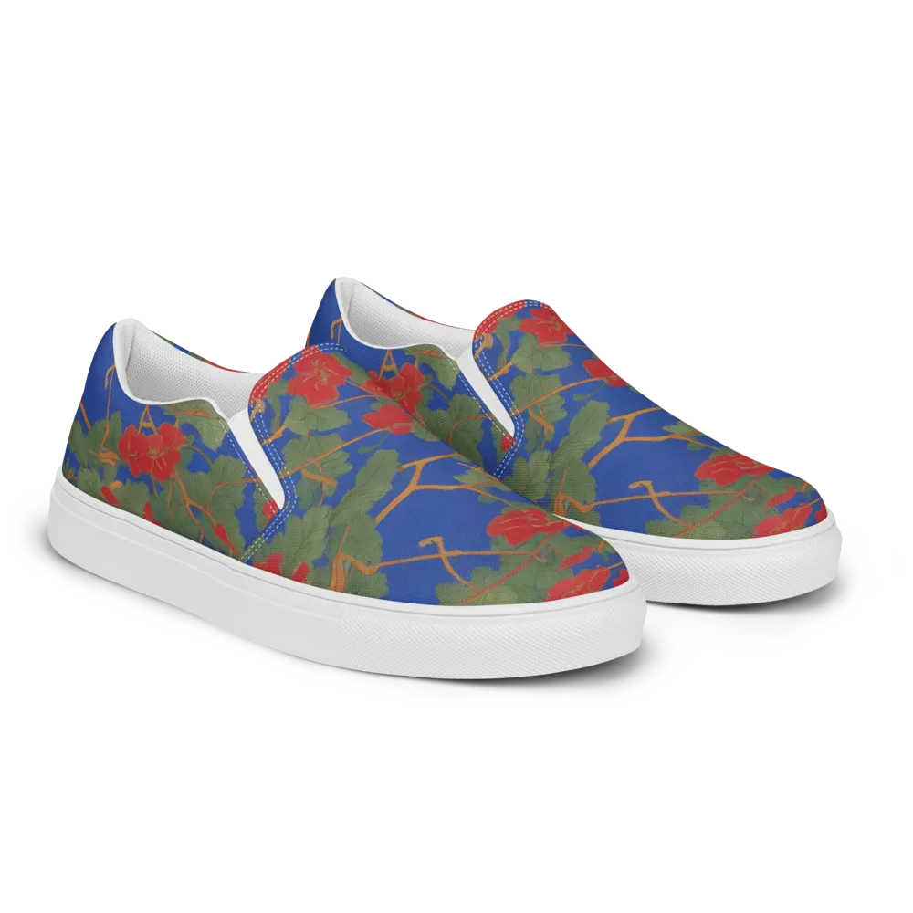 Scarlet Vine on Men's Slip-On Canvas Shoes — Right Front