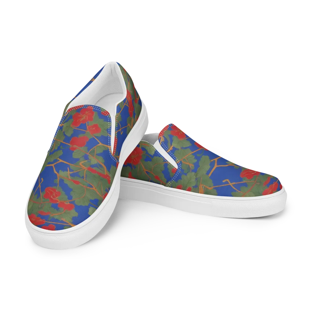Scarlet Vine on Men's Slip-On Canvas Shoes — Left Front