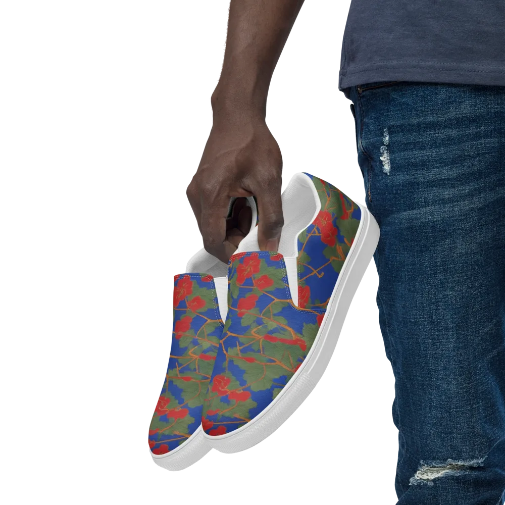 Scarlet Vine on Men's Slip-On Canvas Shoes — Left Front