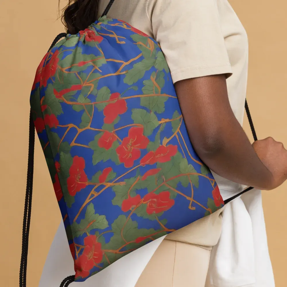 Scarlet Vine on Drawstring Bag — Front