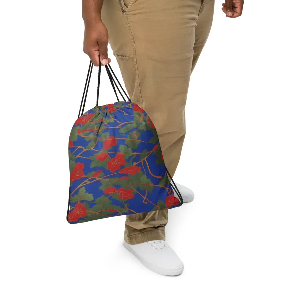 Scarlet Vine on Drawstring Bag — Front