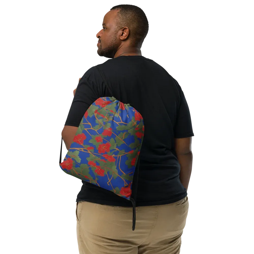 Scarlet Vine on Drawstring Bag — Front