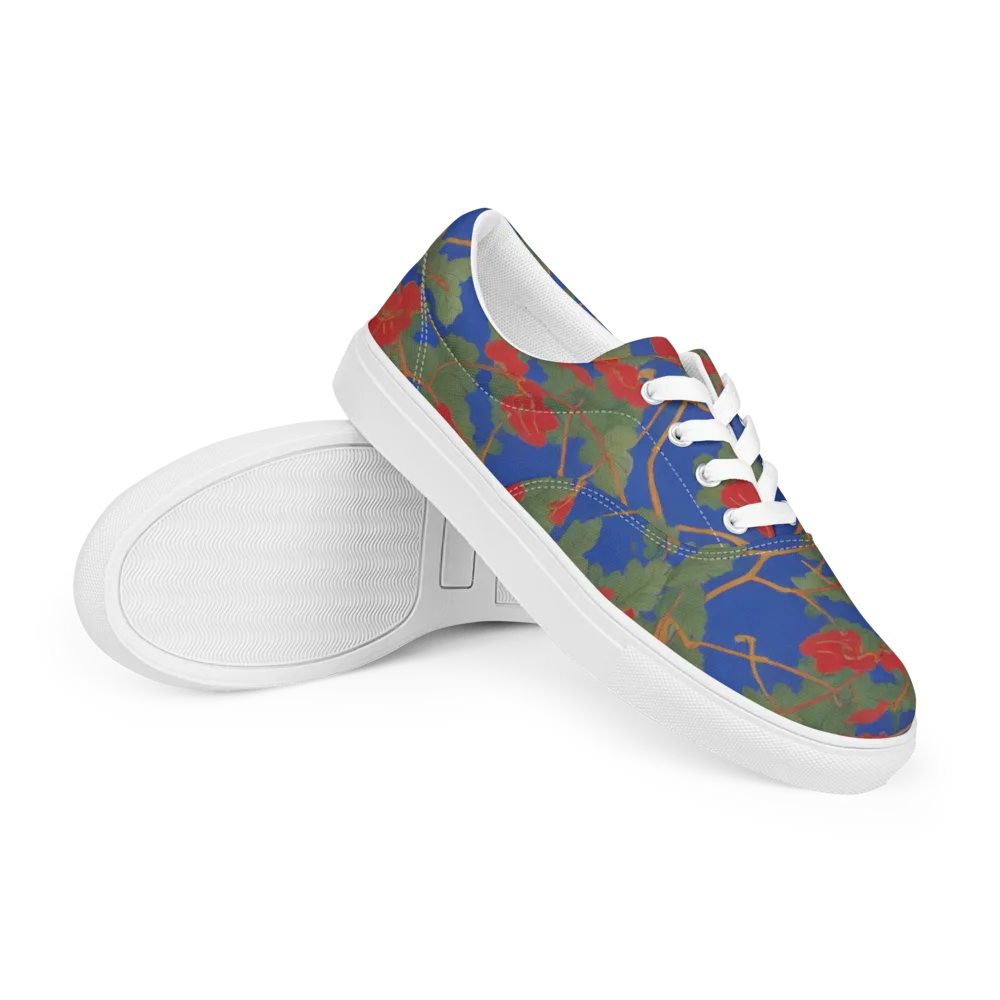 Scarlet Vine on Men's Lace-Up Canvas Shoes — Right Front