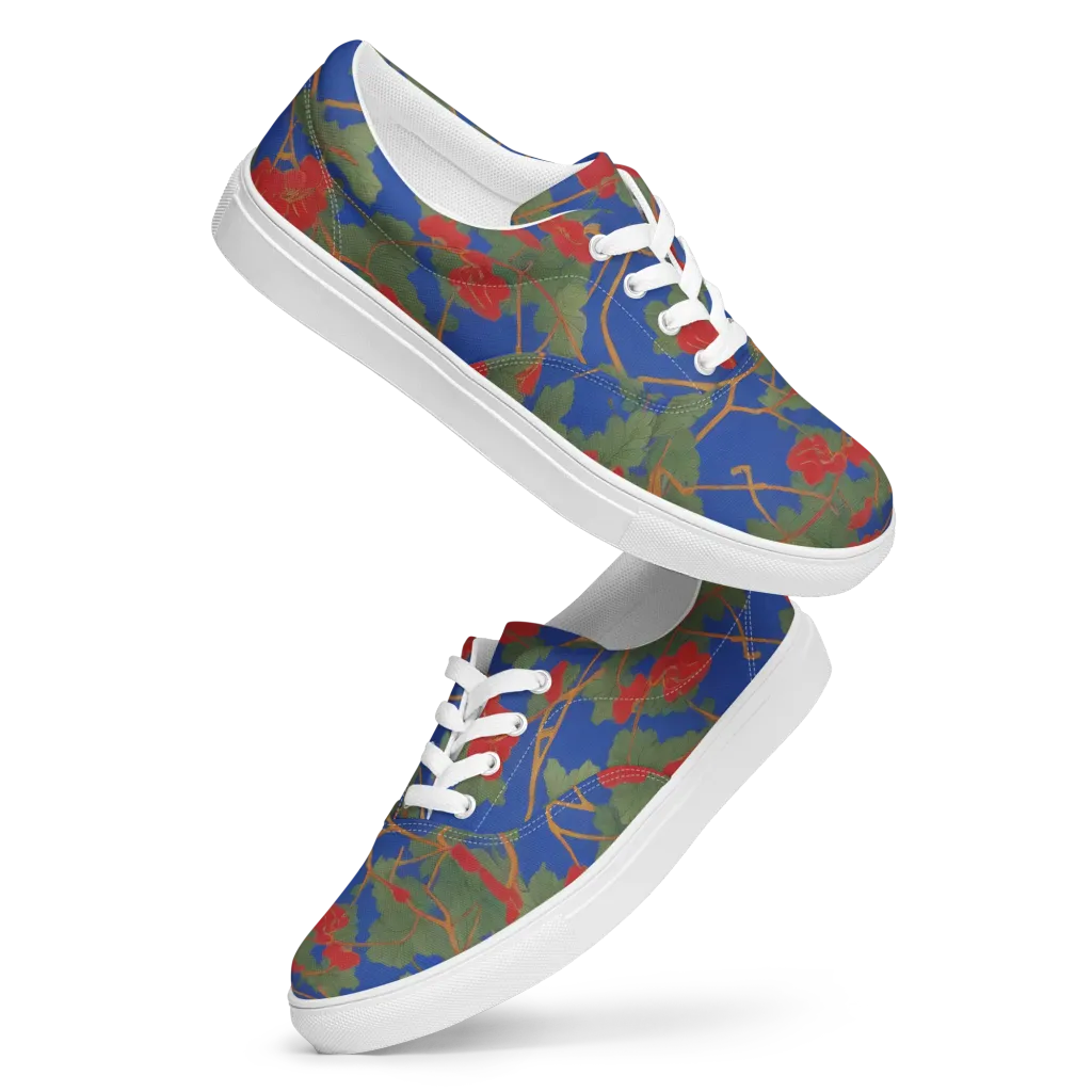 Scarlet Vine on Men's Lace-Up Canvas Shoes — Front