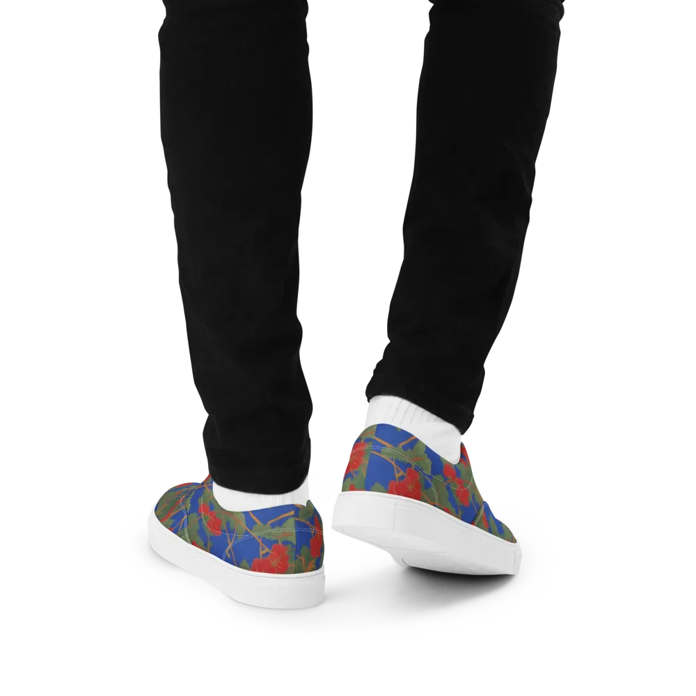 Scarlet Vine on Men's Lace-Up Canvas Shoes — Back