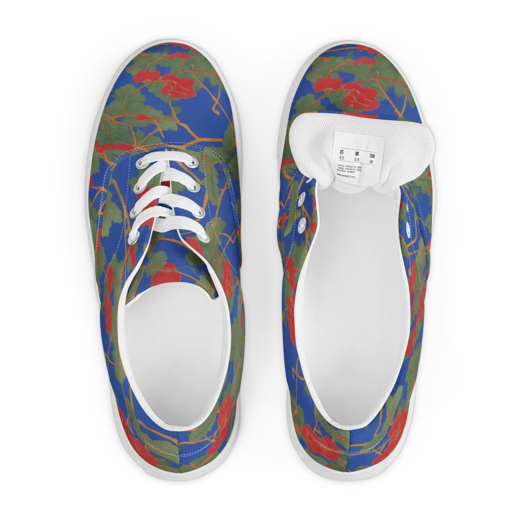 Scarlet Vine on Men's Lace-Up Canvas Shoes — Front