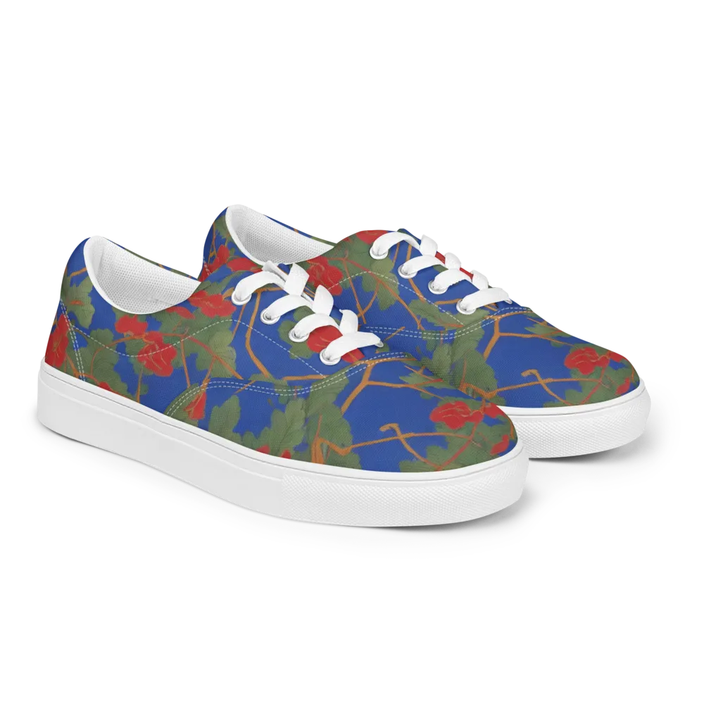 Scarlet Vine on Men's Lace-Up Canvas Shoes — Right Front