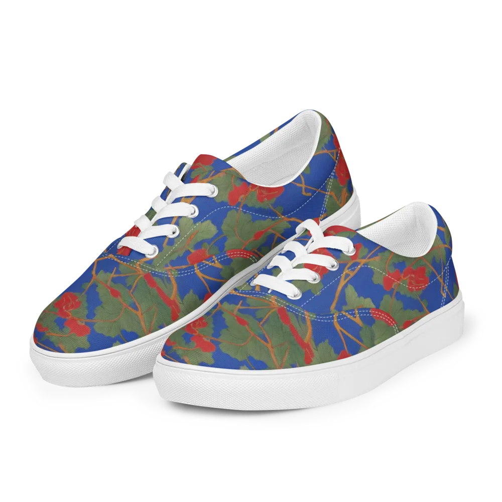 Scarlet Vine on Men's Lace-Up Canvas Shoes — Left Front