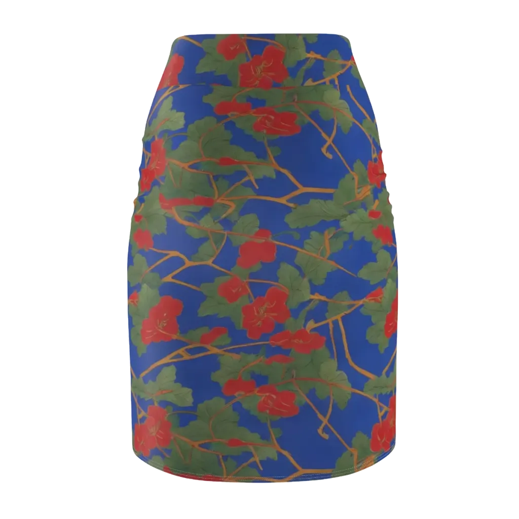 Scarlet Vine on Pencil Skirt — Back
