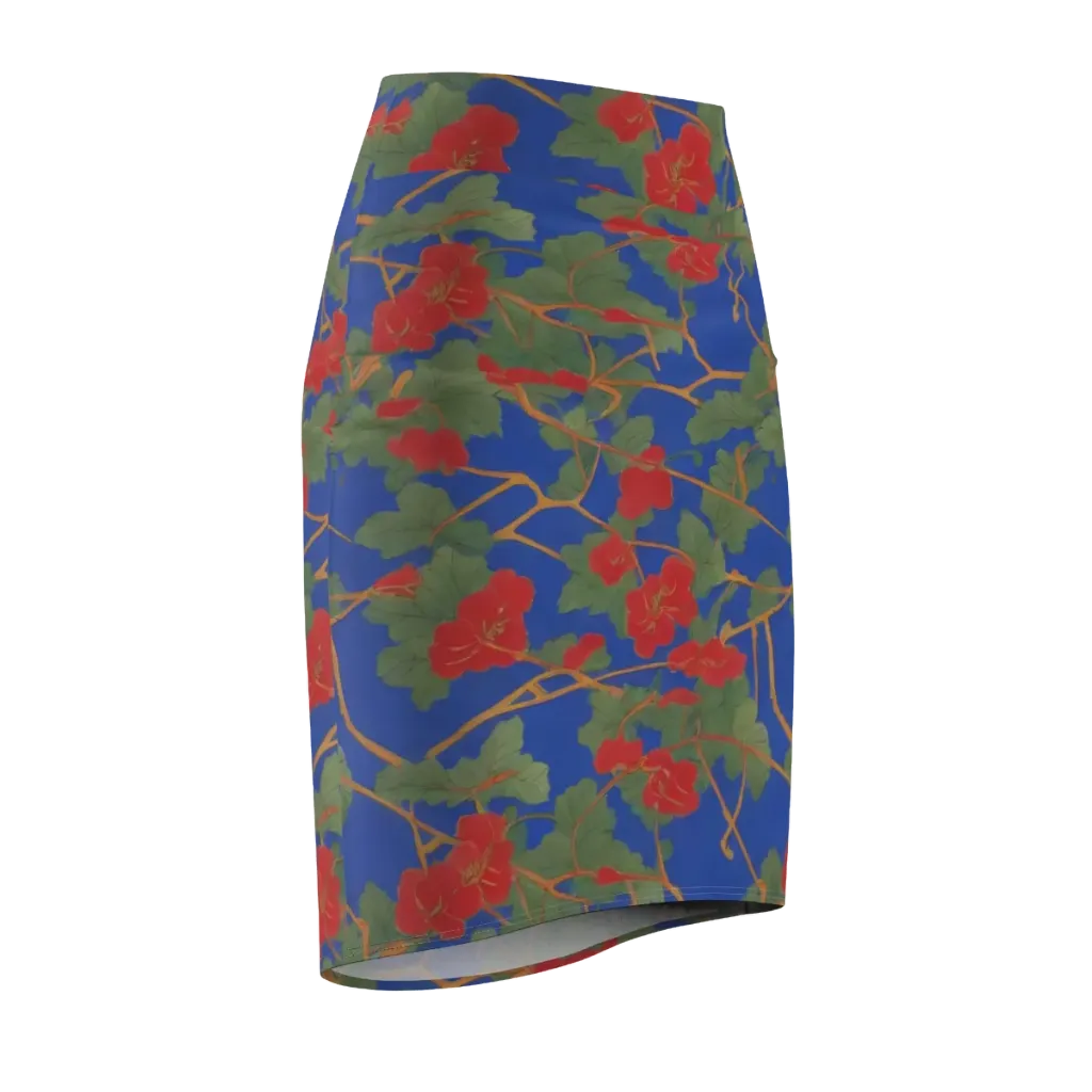 Scarlet Vine on Pencil Skirt — Front Side