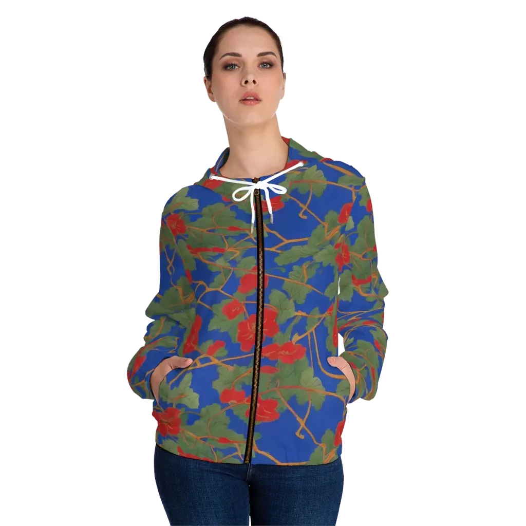 Scarlet Vine on Women's Full-Zip Hoodie — Front On Person