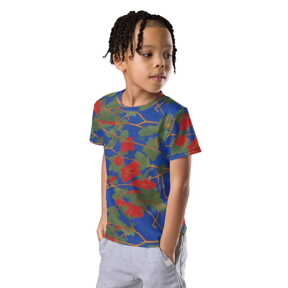 Scarlet Vine on Kids Crew Neck T-Shirt — Left Front