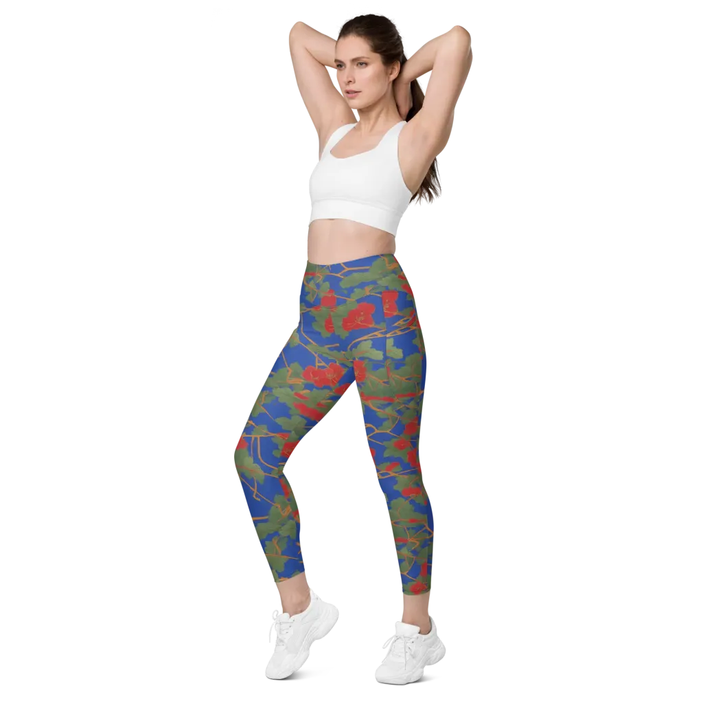 Scarlet Vine on Leggings with Pockets — Left Front