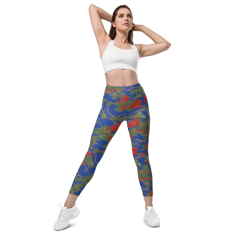 Scarlet Vine on Leggings with Pockets — Front