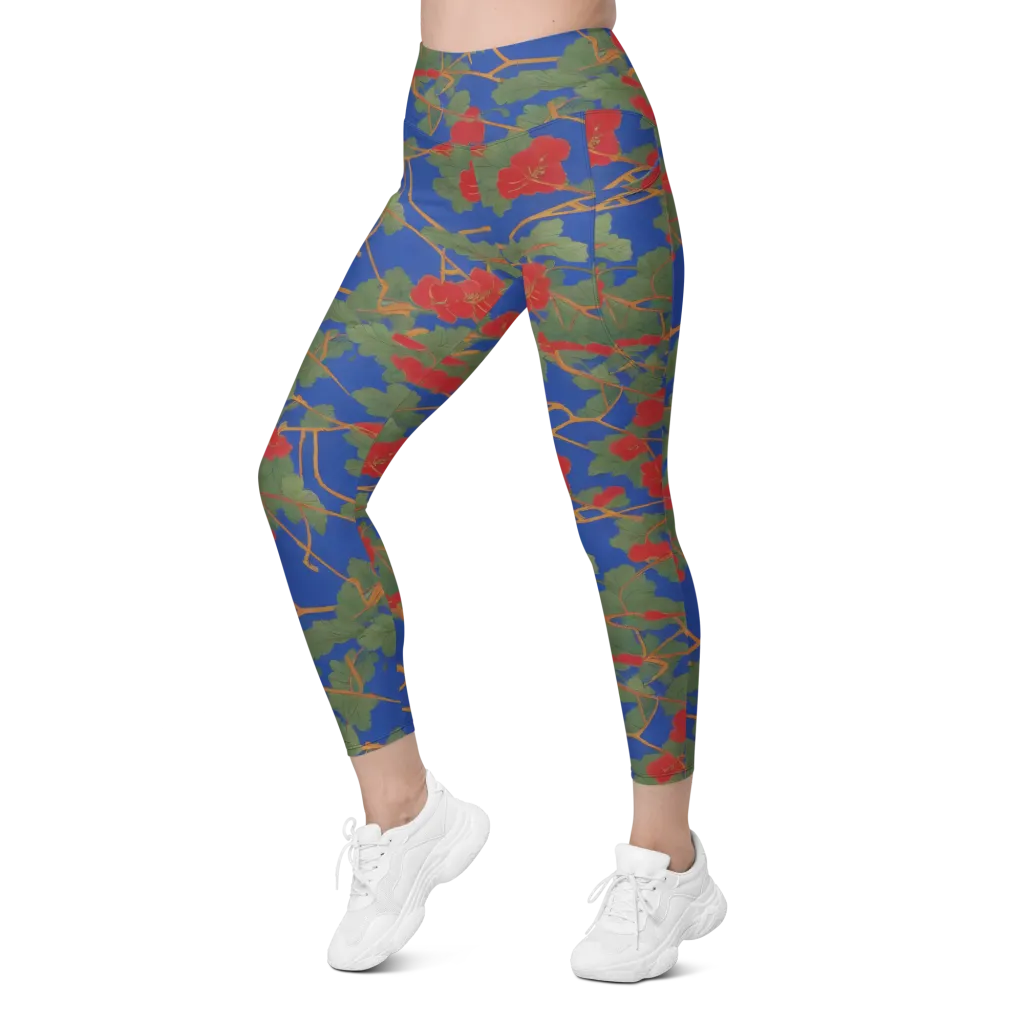 Scarlet Vine on Leggings with Pockets — Left Front