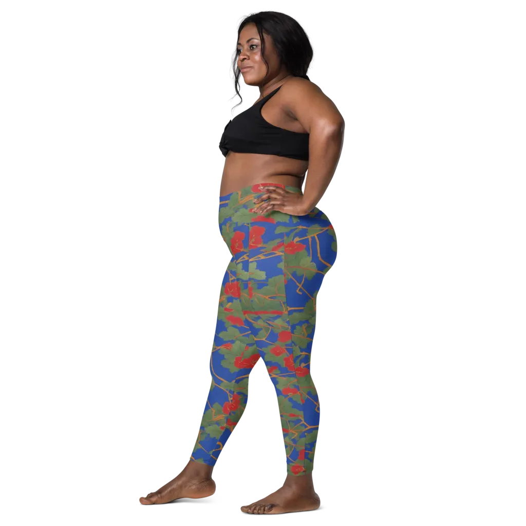Scarlet Vine on Leggings with Pockets — Left