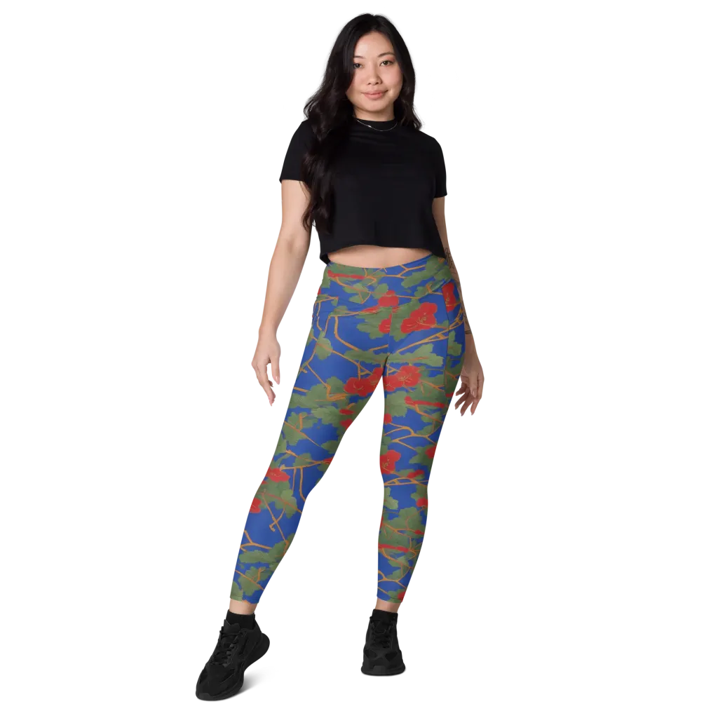 Scarlet Vine on Leggings with Pockets — Front