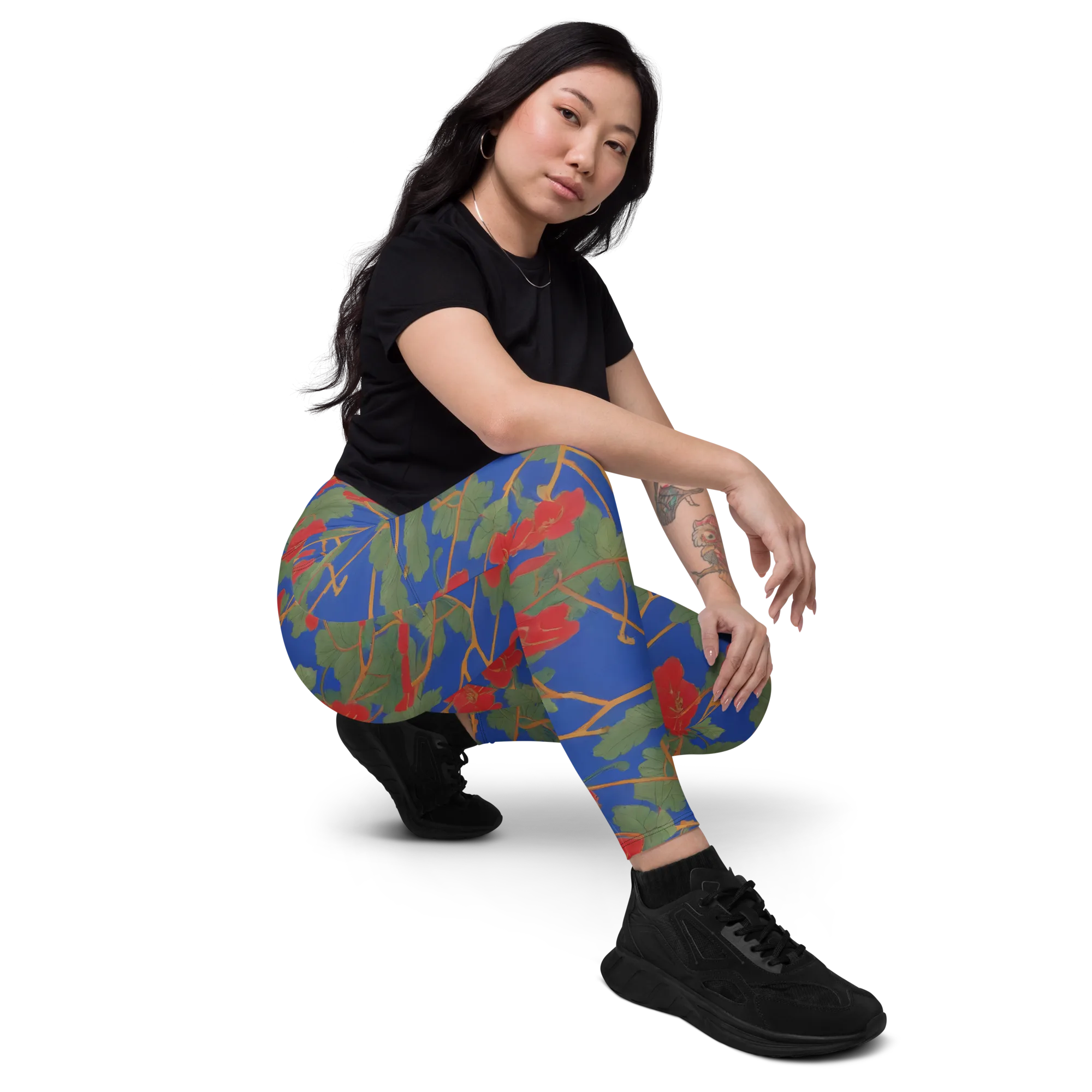 Scarlet Vine on Leggings with Pockets — Right Front