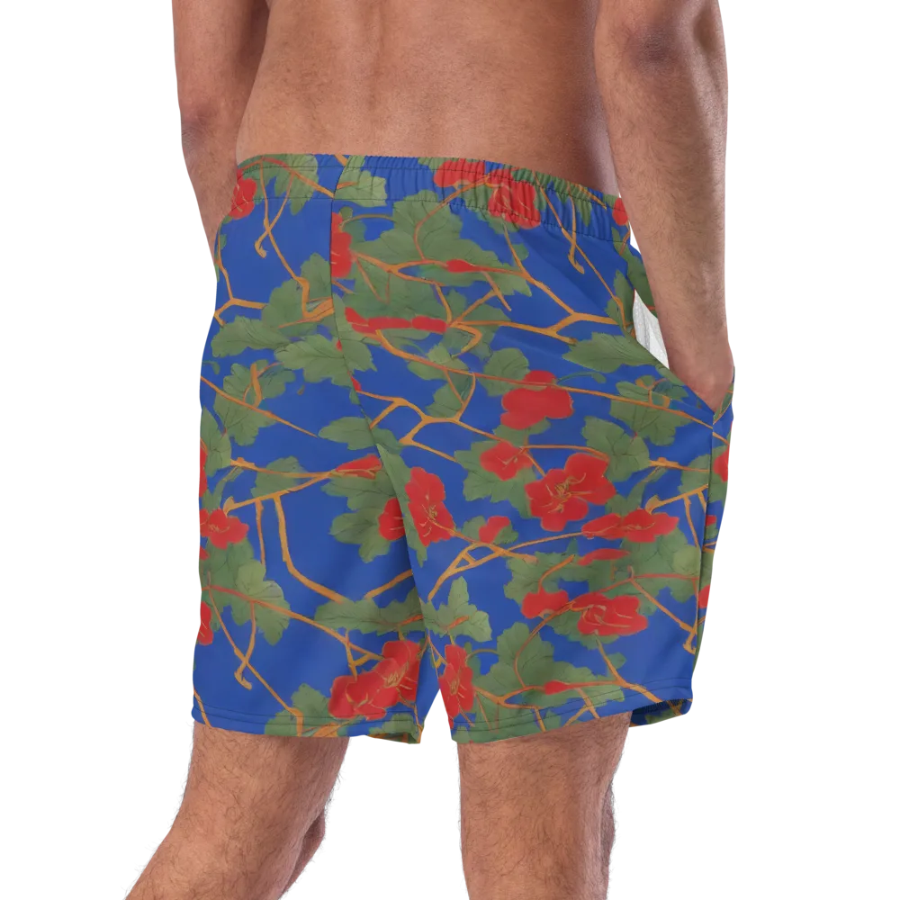 Scarlet Vine on Swim Trunks — Right Back