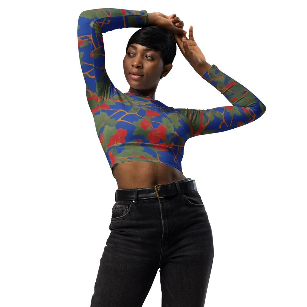 Scarlet Vine on Long Sleeve Crop Top — Front