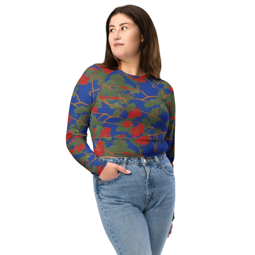 Scarlet Vine on Long Sleeve Crop Top — Front