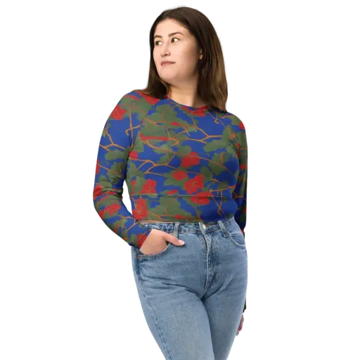 Scarlet Vine on a Long Sleeve Crop Top