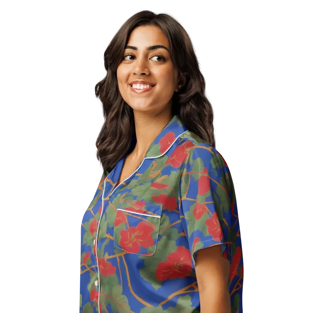Scarlet Vine on Women's Short Sleeve Pajama Top — Left Front