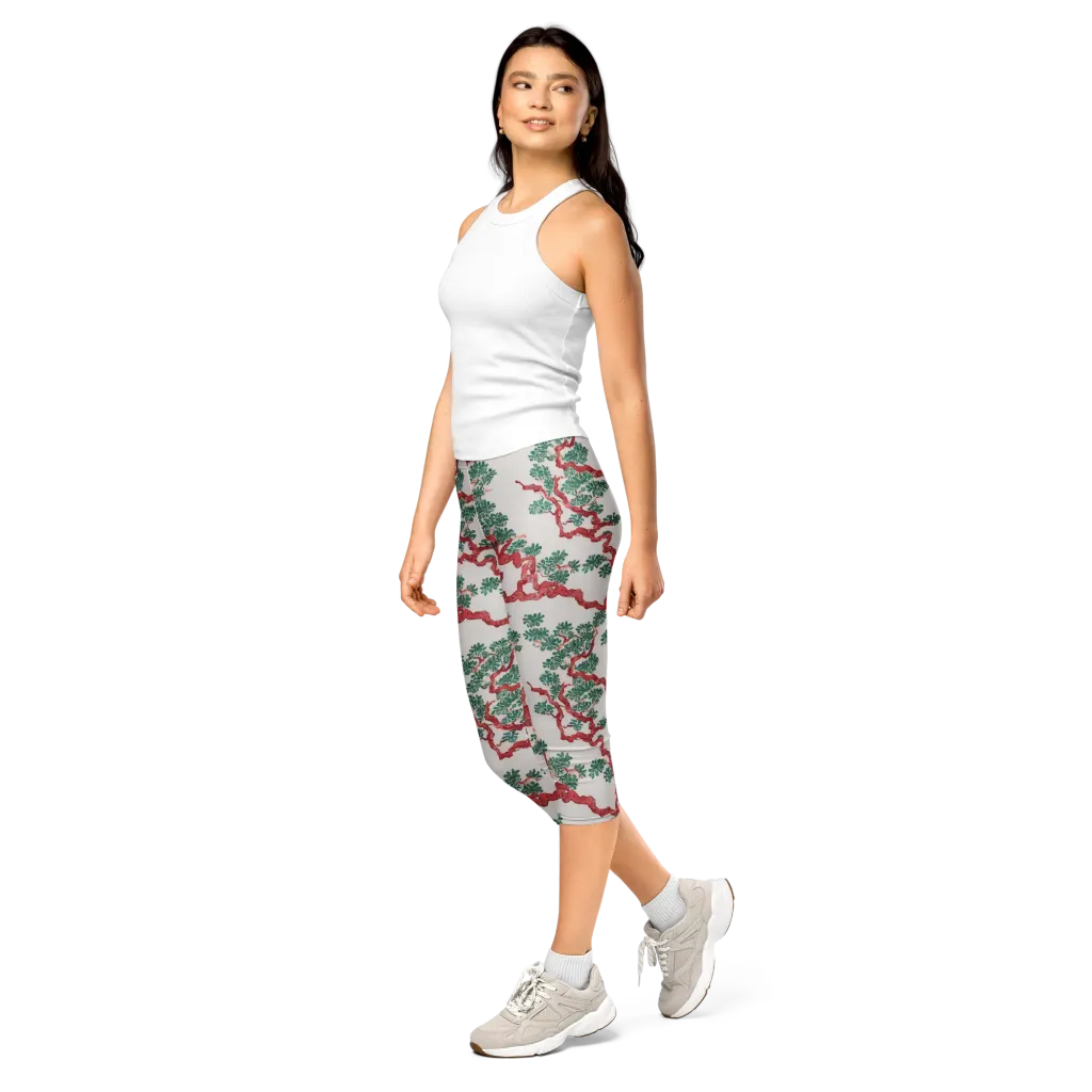Coral Canopy on Capri Leggings — Left Front