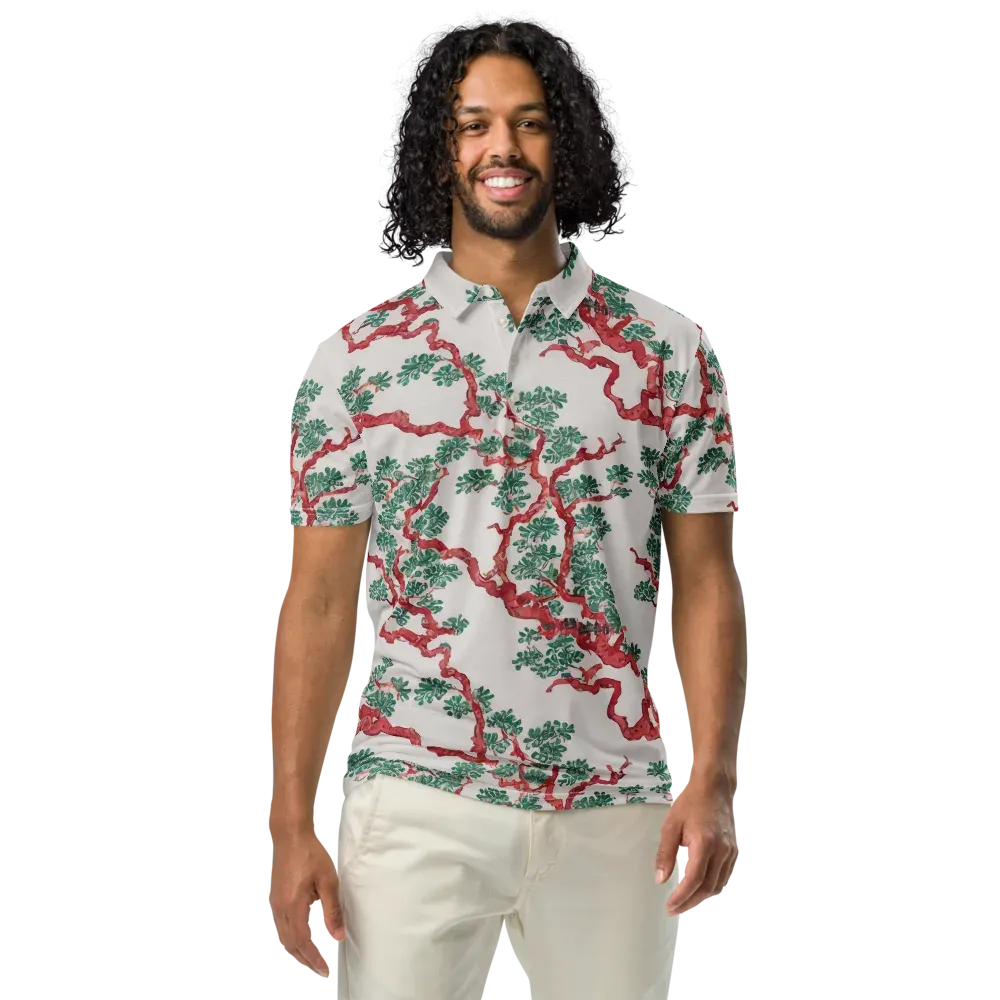 Coral Canopy on Men's Slim Fit Polo Shirt — Front