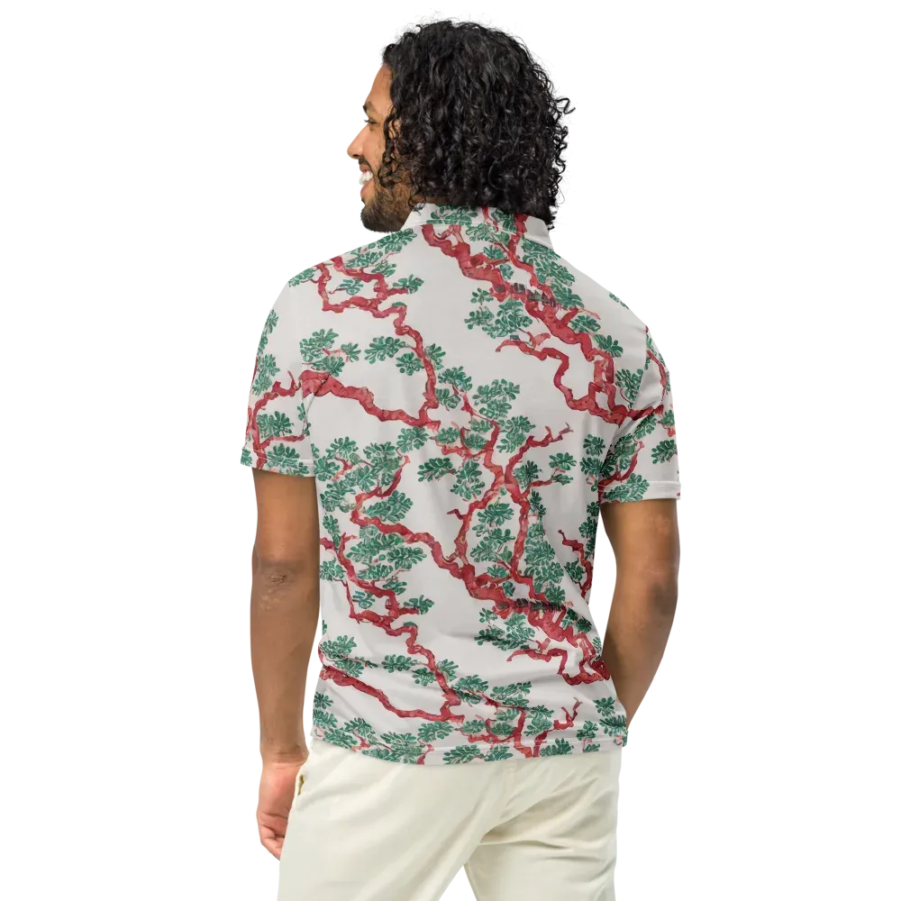 Coral Canopy on Men's Slim Fit Polo Shirt — Back