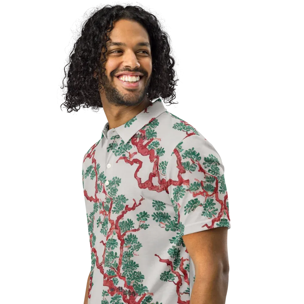 Coral Canopy on Men's Slim Fit Polo Shirt — Left Front
