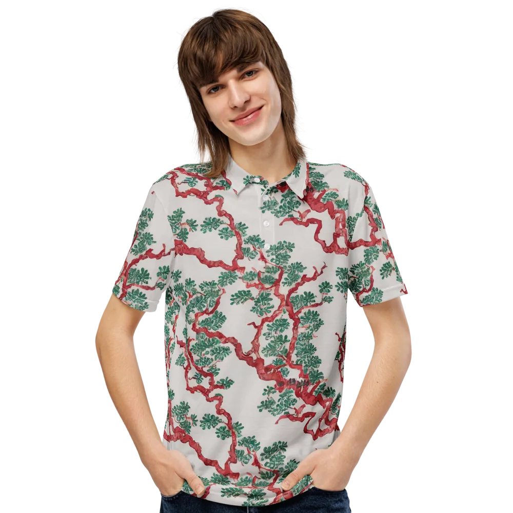 Coral Canopy on Men's Slim Fit Polo Shirt — Front