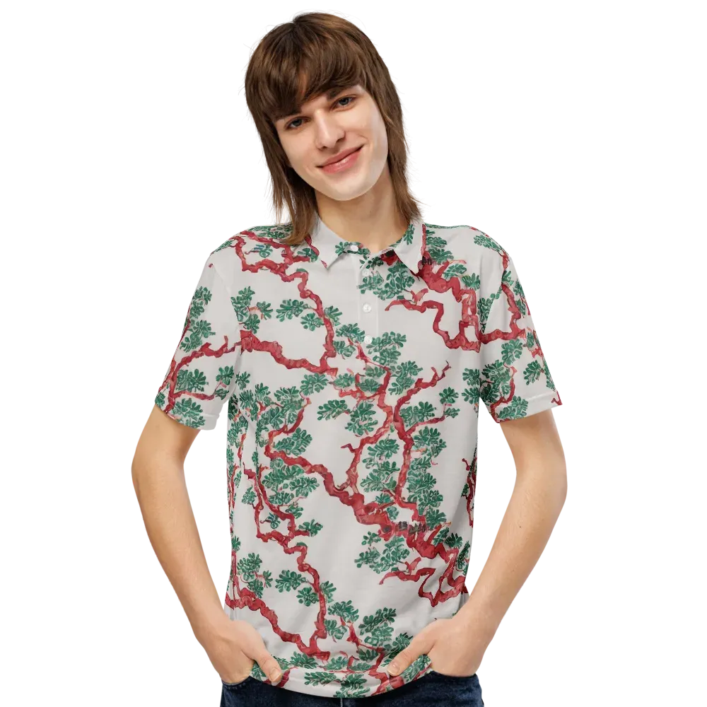Coral Canopy on Men's Slim Fit Polo Shirt — Front