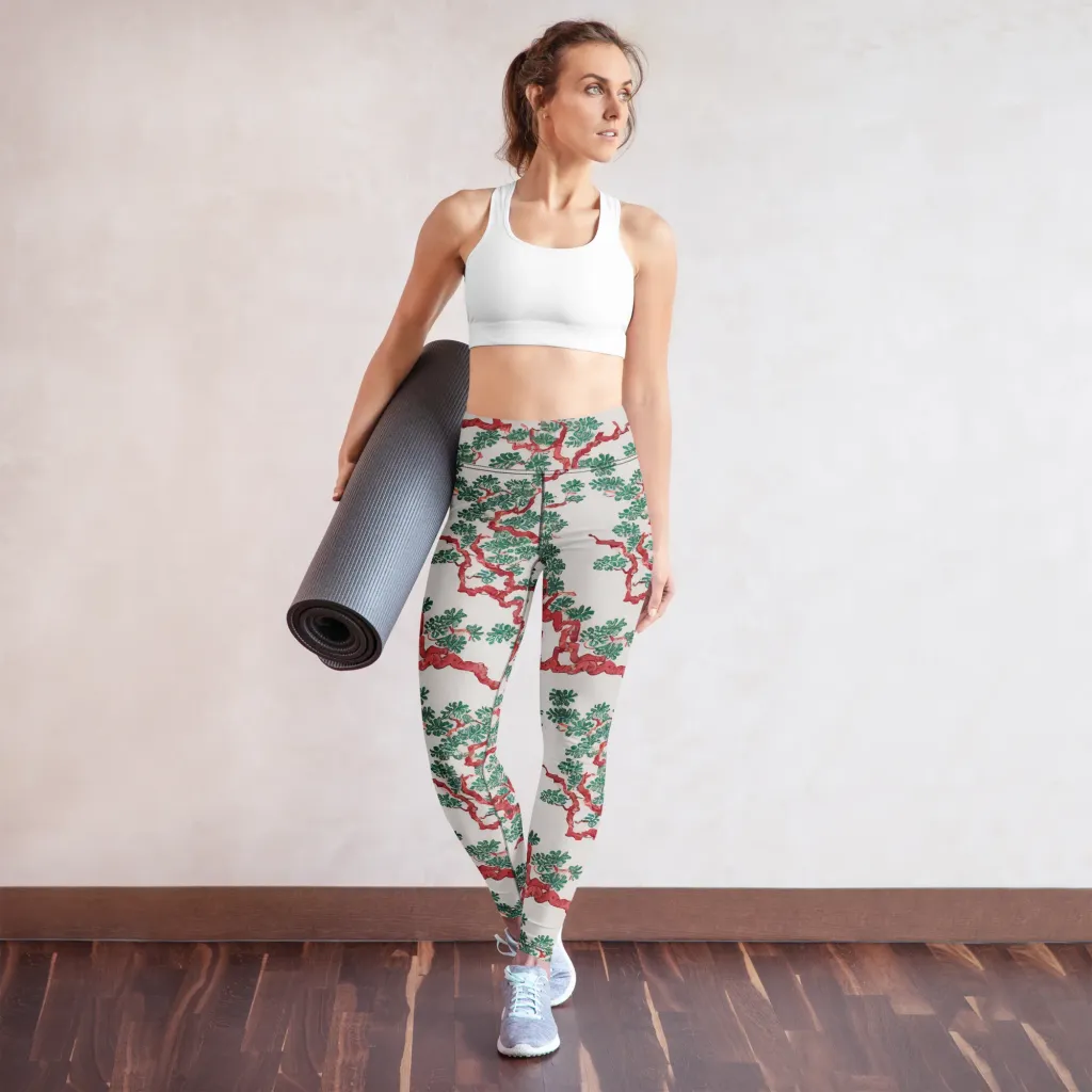 Coral Canopy on Yoga Leggings — Front