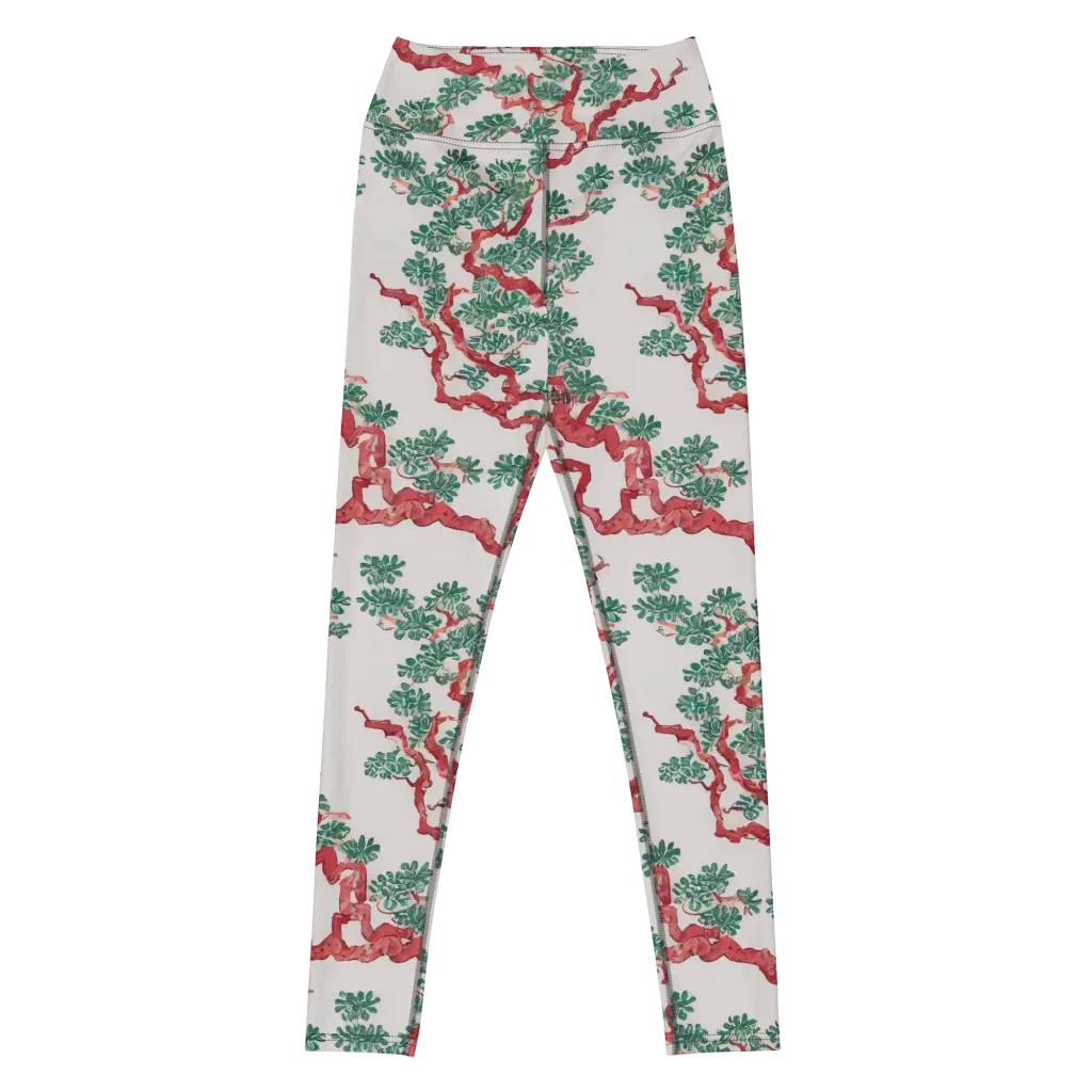 Coral Canopy on Yoga Leggings — Front