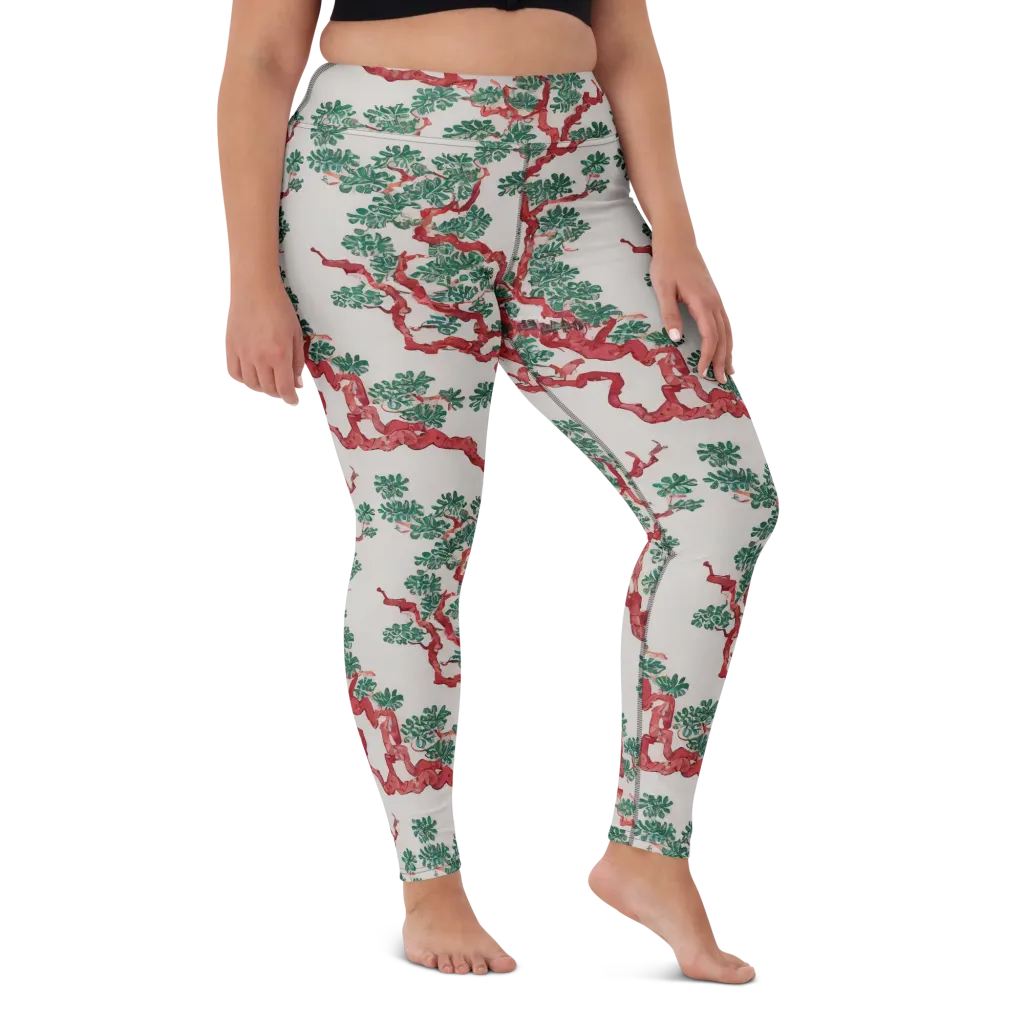 Coral Canopy on Yoga Leggings — Front