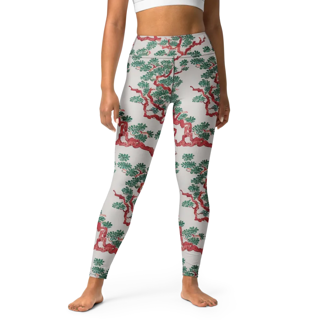 Coral Canopy on Yoga Leggings — Front
